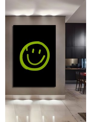 Teona Ahşap Çerçeve Görünümlü Neon Güler Yüz Ahşap Mdf Dekoratif Ev Duvar Tablo Dikdörtgen Ev Duvar Tablo