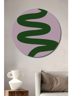 Teona Ahşap Soyut Yeşil Kıvrım Ahşap Mdf Dekoratif Ev/işyeri Duvar Tablo Yuvarlak Ev/işyeri Duvar Tablo