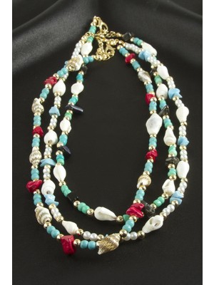 Bijuteri Net Deniz Kabuğu Boncuk Kolye