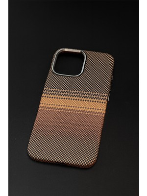 iPhone 15 Pro Max Magsafe Destekli Karbon Dokulu Krom Çerçeveli Premium Kılıf - Palermo