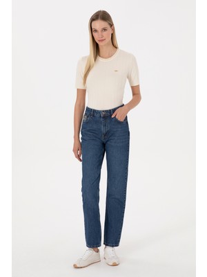 U.S. Polo Assn. Kadın Mavi Jean Straight Fit Pantolon 50316592-DN0022