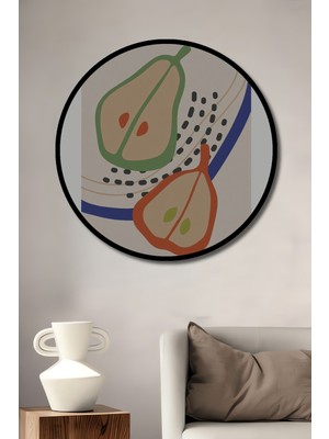 Teona Ahşap Çerçeve Görünümlü Modern Armut Tasarım Dekoratif Ahşap Mdf Ev Duvar Tablo Yuvarlak Ev Duvar Tablo