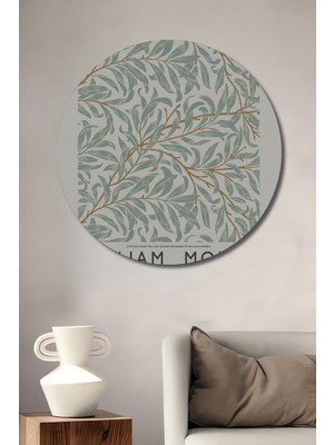 Teona Ahşap William Morris Doğa Desenli Dekoratif Ahşap Mdf Işyeri Duvar Tablo Yuvarlak Işyeri Duvar Tablo