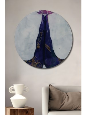 Teona Ahşap Lotus Çiçeği Meditasyon Dekoratif Ahşap Mdf Ev/işyeri Duvar Tablo Yuvarlak Ev/işyeri Duvar Tablo