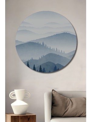 Teona Ahşap Sonsuz Mavi Dağlar Dekoratif Ahşap Mdf Ev/işyeri Duvar Tablo Yuvarlak Ev/işyeri Duvar Tablo