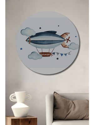 Teona Ahşap Zeplin Bulutlar Ahşap Mdf Dekoratif Ev/işyeri Duvar Tablo Yuvarlak Ev/işyeri Duvar Tablo