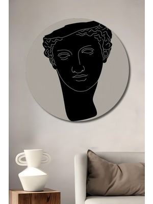 Teona Ahşap Klasik Helen Heykeli Dekoratif Ahşap Mdf Ev/işyeri Duvar Tablo Yuvarlak Ev/işyeri Duvar Tablo