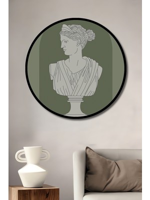 Teona Ahşap Çerçeve Görünümlü Mitolojik Tanrıça Dekoratif Ahşap Mdf Ev Duvar Tablo Yuvarlak Ev Duvar Tablo