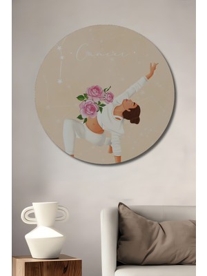 Teona Ahşap Yoga Çiçekleri Dekoratif Ahşap Mdf Ev/işyeri Duvar Tablo Yuvarlak Ev/işyeri Duvar Tablo