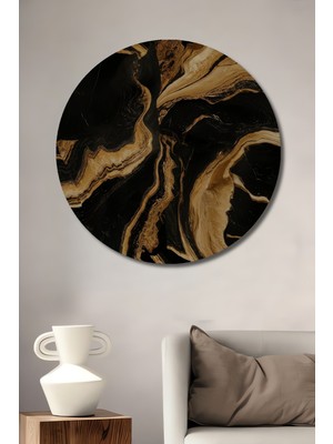 Teona Ahşap Mermer Desenli Dekoratif Ahşap Mdf Ev/işyeri Duvar Tablo Yuvarlak Ev/işyeri Duvar Tablo