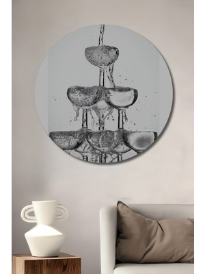 Teona Ahşap Kadeh Su Taşması Ahşap Mdf Dekoratif Ev/işyeri Duvar Tablo Yuvarlak Ev/işyeri Duvar Tablo