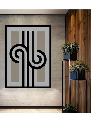 Teona Ahşap Çerçeve Görünümlü Art Deco Soyut Dekoratif Ahşap Mdf Ev Duvar Tablo Dikdörtgen Ev Duvar Tablo