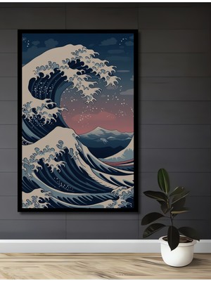 Teona Ahşap Çerçeve Görünümlü Büyük Dalga Dekoratif Ahşap Mdf Ev Duvar Tablo Dikdörtgen Ev Duvar Tablo