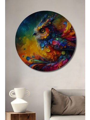 Teona Ahşap Renkli Soyut Baykuş Ahşap Mdf Dekoratif Ev/işyeri Duvar Tablo Yuvarlak Ev/işyeri Duvar Tablo