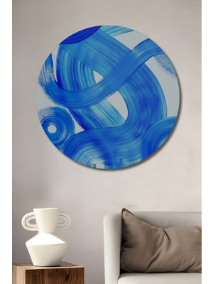 Teona Ahşap Mavi Büyülü Fırça Dekoratif Ahşap Mdf Ev/işyeri Duvar Tablo Yuvarlak Ev/işyeri Duvar Tablo