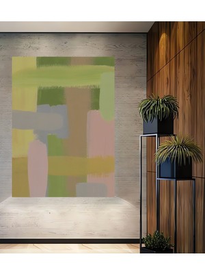 Teona Ahşap Pastel Tonlarda Soyut Dekoratif Ahşap Mdf Ev/işyeri Duvar Tablo Dikdörtgen Ev/işyeri Duvar Tablo