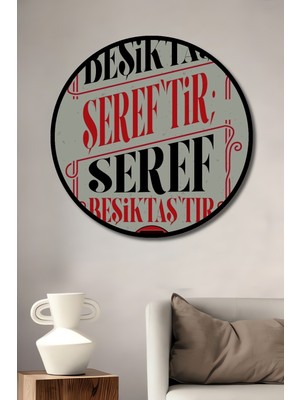 Teona Ahşap Çerçeve Görünümlü Siyah Beyaz Takım Ahşap Mdf Dekoratif Ev Duvar Tablo Yuvarlak Ev Duvar Tablo