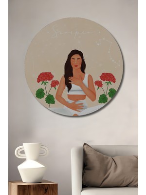 Teona Ahşap Meditasyon Yapan Kadın Temalı Dekoratif Ahşap Mdf Tablo Yuvarlak Tablo