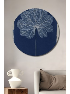 Teona Ahşap Mavi Yaprak Ahşap Mdf Dekoratif Ev/işyeri Duvar Tablo Yuvarlak Ev/işyeri Duvar Tablo