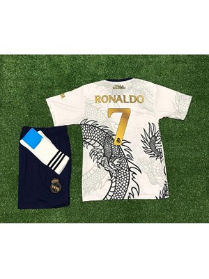 Legent Lady R.e.a.l'm.a.d.r.i.d' Cristiano Ronaldo Dragon Beyaz Çocuk Forması 3 Lü Set T-Shirt