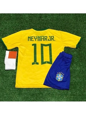 Legent Lady Brezilya New 2023/24 Yeni Sezon Neymar Jr //10 Çocuk Forması Şort Çorap 4'lü Set-
