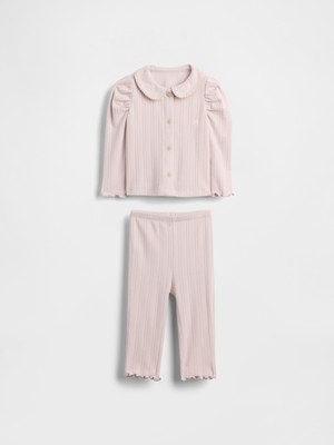 Gap Bebek Açık Pembe Pointelle Fitilli Outfit Set