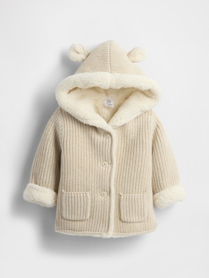 Gap Bebek Beyaz Sherpa Astarlı Yün Ceket