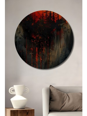 Teona Ahşap Ateşli Kızıl Ay Ahşap Mdf Dekoratif Ev/işyeri Duvar Tablo Yuvarlak Ev/işyeri Duvar Tablo