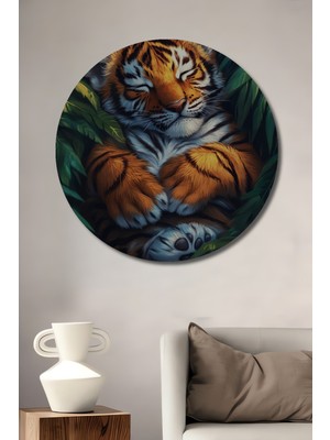 Teona Ahşap Kaplan Yavrusu Ahşap Mdf Dekoratif Ev/işyeri Duvar Tablo Yuvarlak Ev/işyeri Duvar Tablo