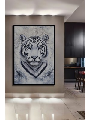 Teona Ahşap Çerçeve Görünümlü Beyaz Kaplan Ahşap Mdf Dekoratif Ev Duvar Tablo Dikdörtgen Ev Duvar Tablo