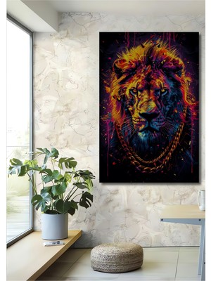 Teona Ahşap Renkli Aslan Dekoratif Ahşap Mdf Ev/işyeri Duvar Tablo Dikdörtgen Ev/işyeri Duvar Tablo