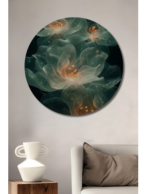 Teona Ahşap Büyülü Çiçekler Ahşap Mdf Dekoratif Ev/işyeri Duvar Tablo Yuvarlak Ev/işyeri Duvar Tablo