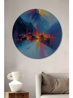 Teona Ahşap Dağ Manzarası Dekoratif Ahşap Mdf Ev/işyeri Duvar Tablo Yuvarlak Ev/işyeri Duvar Tablo