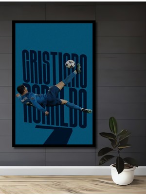 Teona Ahşap Çerçeve Görünümlü Cristiano Ronaldo Ahşap Mdf Dekoratif Ev Duvar Tablo Dikdörtgen Ev Duvar Tablo
