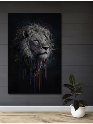 Teona Ahşap Renkli Aslan Portresi Dekoratif Ahşap Mdf Ev/işyeri Duvar Tablo Dikdörtgen Ev/işyeri Duvar Tablo