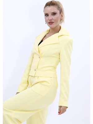 Önder Özsoy Gömlek Yaka Kuruvaze Kısa Ceket-Sarı