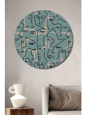 Teona Ahşap Abstrakt Çizgi Yüzler Dekoratif Ahşap Mdf Ev/işyeri Duvar Tablo Yuvarlak Ev/işyeri Duvar Tablo