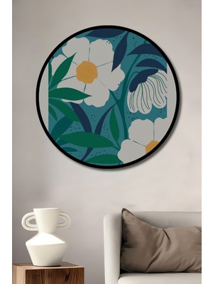 Teona Ahşap Çerçeve Görünümlü Madrid Çiçek Pazarı Dekoratif Ahşap Mdf Ev Duvar Tablo Yuvarlak Ev Duvar Tablo