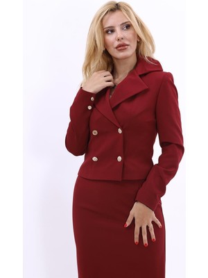 Önder Özsoy Gömlek Yaka Kuruvaze Kısa Ceket-Bordo