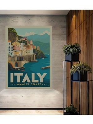 Teona Ahşap Amalfi Kıyıları Italya Ahşap Mdf Dekoratif Ev/işyeri Duvar Tablo Dikdörtgen Ev/işyeri Duvar Tablo