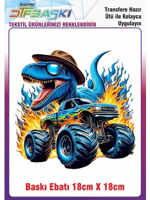 F17 Ajans Dinazor Ütü ile Yapışan Kumaş Tekstil Kıyafet Dtf Baskı