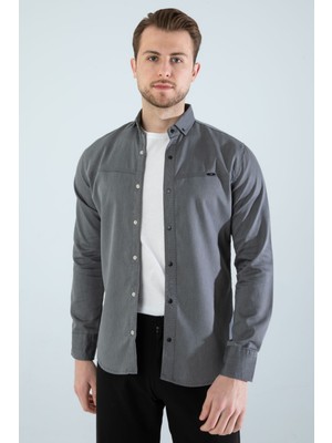 A02Teks Yxc Erkek Gömlek Slim Fit Cepsiz Kot Gömlek