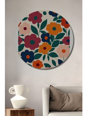 Teona Ahşap Çiçeklerin Renkli Dansı Ahşap Mdf Dekoratif Ev/işyeri Duvar Tablo Yuvarlak Ev/işyeri Duvar Tablo