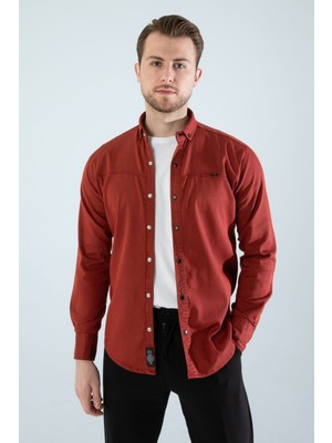 A02Teks Yxc Erkek Gömlek Slim Fit Cepsiz Kot Gömlek