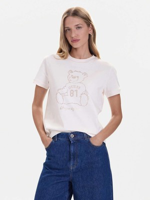Guess Unique Kadın Beyaz Aktif Regular Fit T-Shirt V5BI16K8FQ4-G1H6