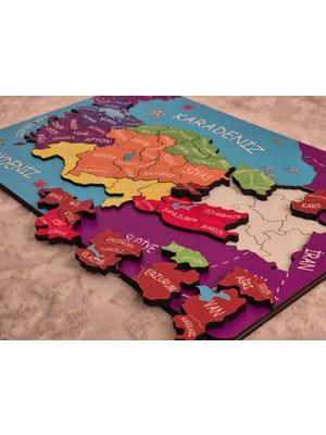 Emdief Home Türkiye Haritası Puzzle - Kabartmalı Türkiye Haritası ve Komşu Ülkeler, Denizler