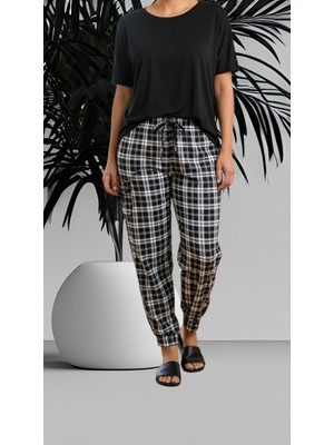 Boya Moda Kadın Bayan Battal Büyük Beden Viskon Süet  Kumaş Bel Lastikli  Eşofman Pijama Altı Pantolon Bol Rahat Kalıp 60 Ile 90 Kiloğrama Kadar Olur