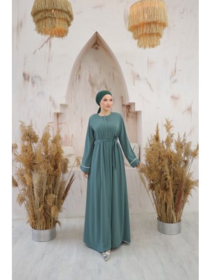 Nissra Ankanoor Mint Gizli Patlı Biyeli Abaya Kol Ferace ANKA255058