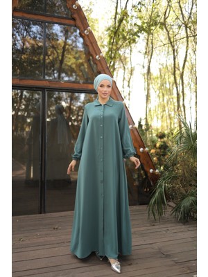 Nissra Ankanoor Mint Tam Boy Düğmeli Ferace ANKA255000