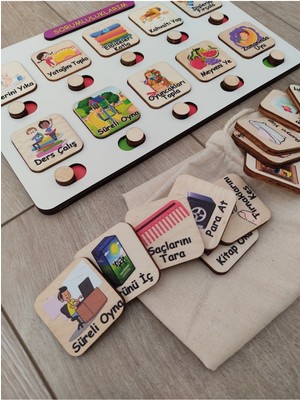 Emdief Home Sorumluluk ve Görev Tablosu - Montessori Eğitici ve Eğlenceli Ahşap Oyuncak